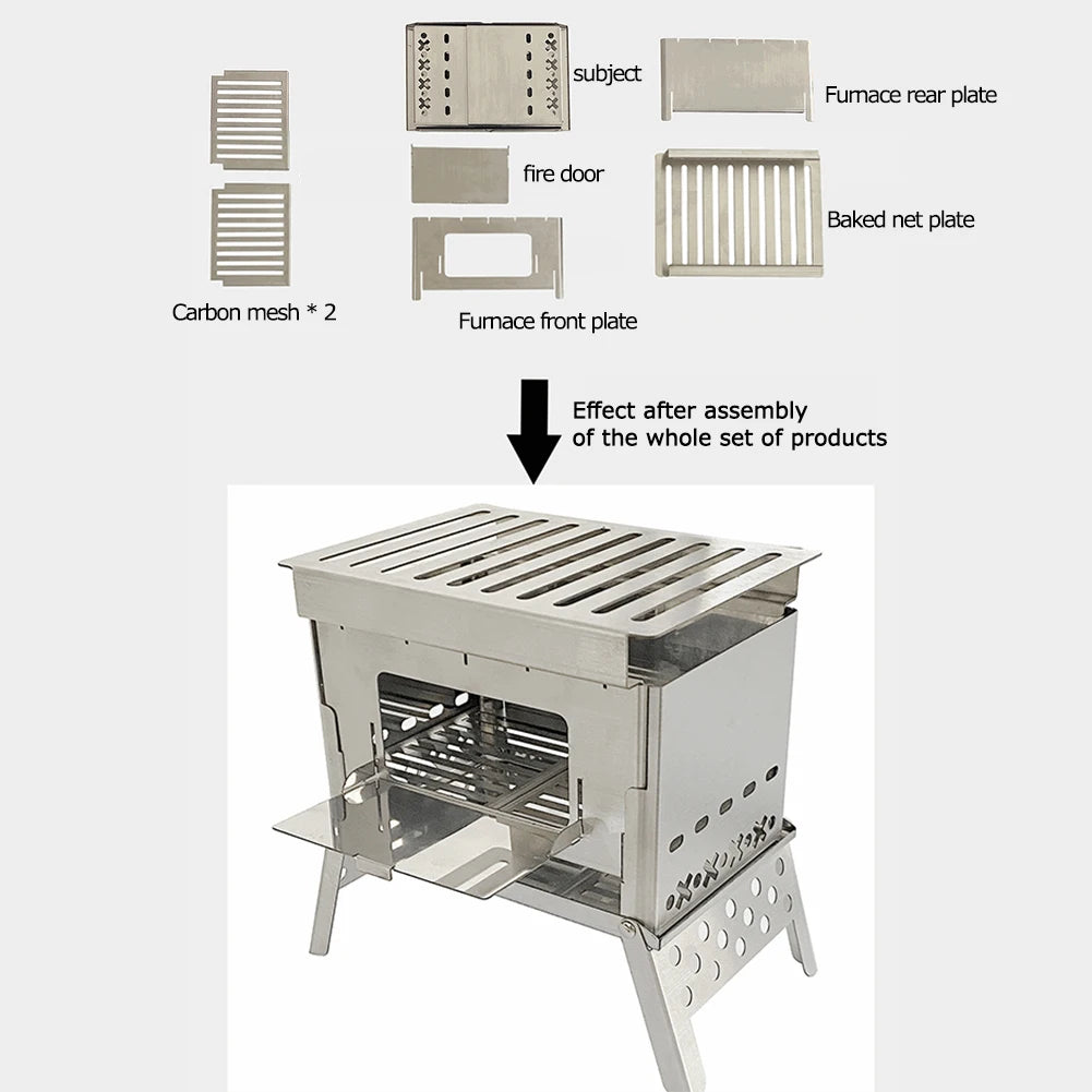 Folding BBQ Grill Firewood, Ultralight