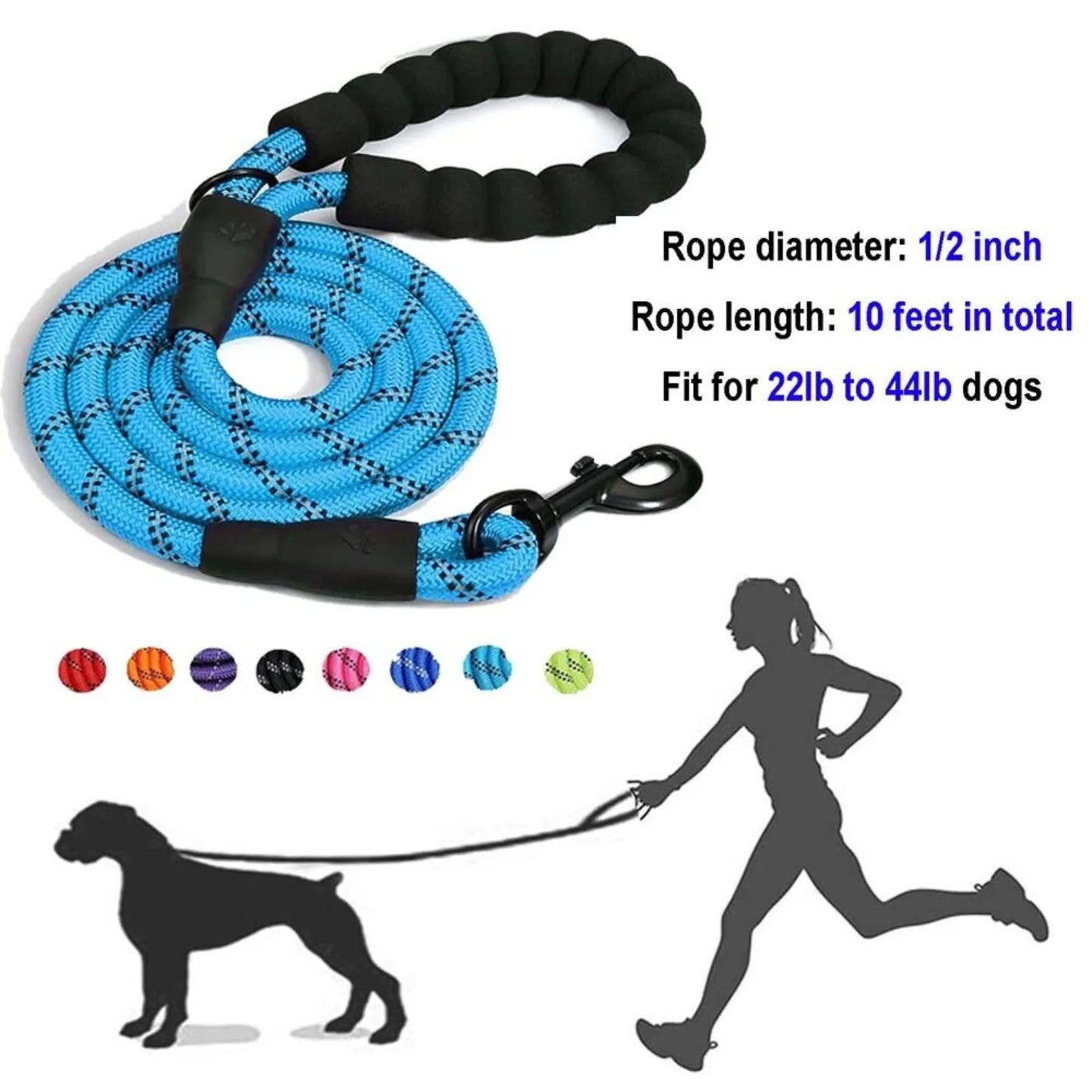 reflective nylon lead with comfortable handle- dog leash   dog walking