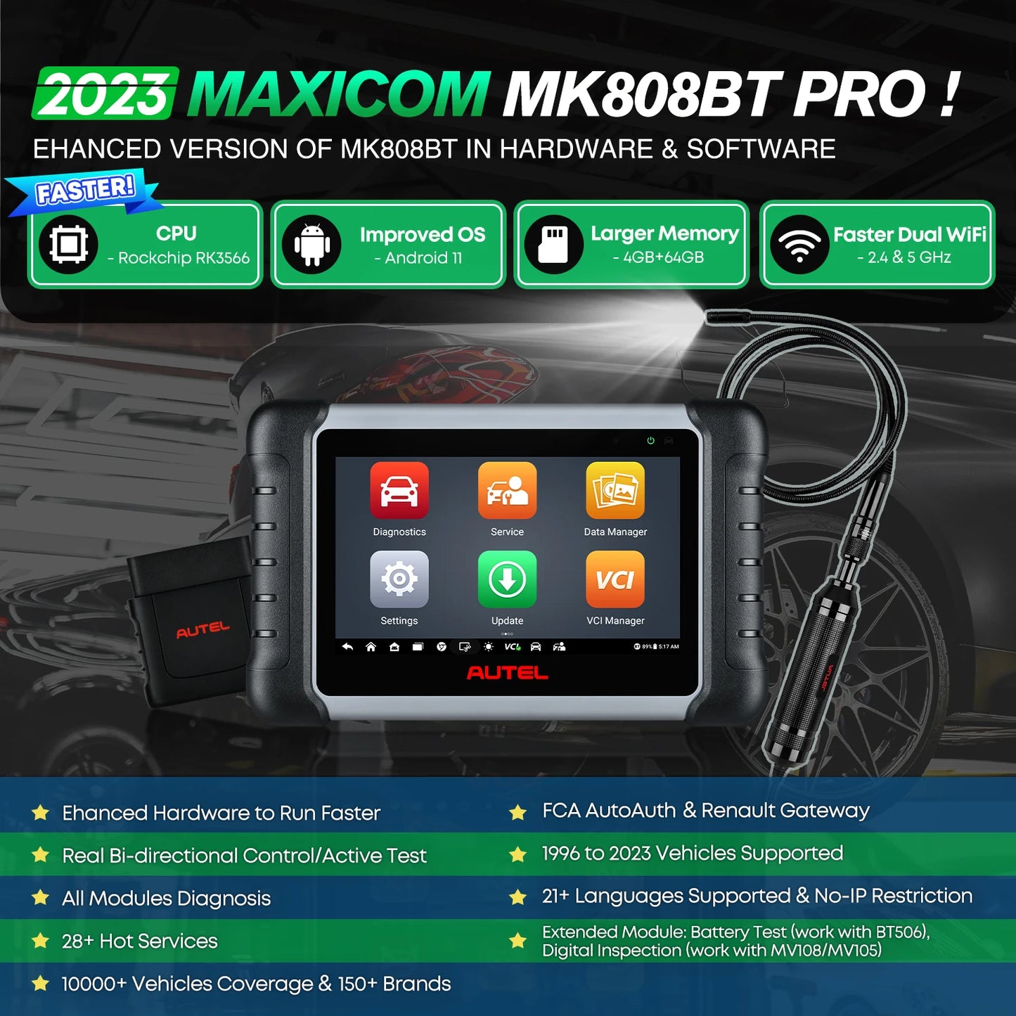 Autel MaxiCOM PRO OBD2 Bluetooth Car Diagnostic All System Bi-Directional Code Reader